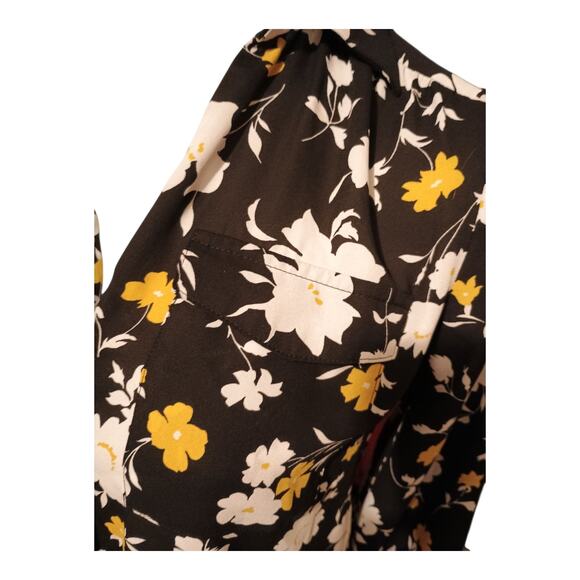 Ann Taylor Women's Petite Black Floral Print Chiffon Pockets Tunic Size XSP - Picture 6 of 10